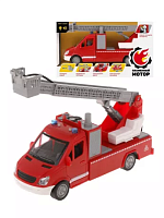 Машина Городские спасатели ин. Пожарная машина, откр.двери, стреляет водой, поднимается, выдвигается, вращается лестница, свет, звук,  в комплекте тестовые элементы питания AG13/LR44*3шт. 870889