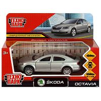 Машина металл SKODA OCTAVIA 12 см, двери, багаж, инерц. серебристый  кор. Технопарк в кор.2*36шт