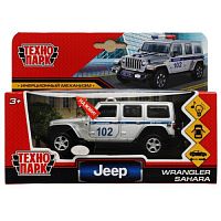 Машина металл свет-звук JEEP WRANGLER SAHARA ПОЛИЦИЯ 12 см, двер, баг, кор. Технопарк в кор.2*36шт