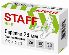 Скрепки STAFF, 28 мм, оцинкованные, 100 шт., в картонной коробке, 270451