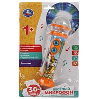 Весёлый микрофон с диско-шаром 30 песен, мелодий, звуков. свет.блист.бат. Умка в кор.72шт