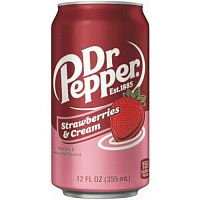 Напиток б/а сильногаз. Доктор Пеппер Клубника со сливками 355 мл / Dr.Pepper Strawberries & Cream 355ml ж/б