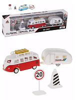 Игровой набор Путешествие, в комплекте автобус металлический, инерционный, предметы 3шт., коробка, в ассортименте DS926