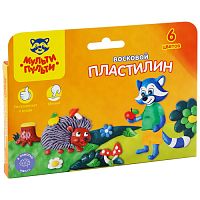 Пластилин Мульти-Пульти "Енот в лесу", 06 цветов, 90г, восковой, со стеком, картон, европодвес ВП_11055