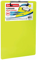 Доска-планшет BRAUBERG "Energy" с прижимом А4 (226х315 мм), пластик, 2 мм, неоновый, ЖЕЛТАЯ, 232231