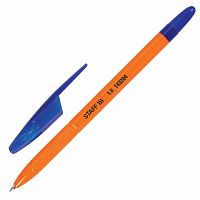 Ручка шариковая масляная STAFF "X-100", СИНЯЯ, корпус оранжевый, узел 1 мм, линия письма 0,7 мм, 143