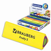 Ластик BRAUBERG "Fruity S", 44х15х15 мм, цвет ассорти, треугольный, 228713